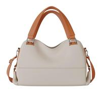 KMISSO Damen Vegane Shopper Tasche Hobo Bag Umhänge Tasche Veganes Leder 30669 Beige/Brown