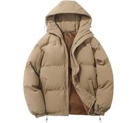 Kmrlofiy Wintermantel mit Kapuze Damen Warm Dicke Hoodie Daunenjacke Steppjacke Winter Outdoor Winddicht Kapuzejacke Puffer Wattierte Jacke Loose Steppmantel Frauen Übergangsjacke (khaki, M)