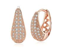 KnBoB Creole Ohrringe Damen 9 Karat 375 Rose Gold Luxus Weiß Rund Moissanit Echtgold Edelstein Schmuck Nickelfrei
