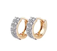 KnBoB Ohrringe Gold 585 Damen Elegant Weiß Rund Moissanit Echtgold Creolen Piercing Edelstein Schmuck Nickelfrei