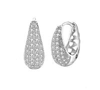 KnBoB Ohrringe Modern Damen Weiß Gold 9 Karat Luxus Rund Moissanit Echtgold Creolen Edelstein Schmuck