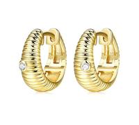 KnBoB Ohrringe Piercing Damen 14 Karat Gelbgold 585 Retro Weiß Rund Moissanit Echtgold Creolen Edelstein Schmuck