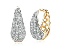 KnBoB Ohrringe Schmuck Damen 9 Karat Gold Luxus Weiß Rund Moissanit Echtgold Creolen Edelstein Nickelfrei