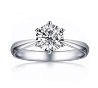 KnBoB Ring Frauen Weißgold 585 14 Karat Solitär Rund Moissanit Ringe für Verlobung Schmuck Gr.52 (16.6)