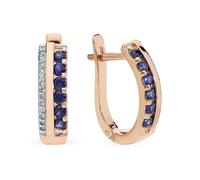 KnBoB Schmuck Ohrringe Damen 9 Karat Rosegold Elegant Blau Rund Tansanit Echtgold Creolen Edelstein Nickelfrei