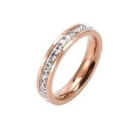 KnBoB Verlobungsringe Eheringe, Edelstahl Ring Damen und Herren Rosegold Dünn Ewigkeit mit Weiß Zirkonia Größe 62 (19.7)