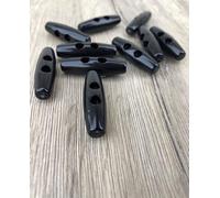 Knebel Knöpfe Kunststoff schwarz 2 Löcher 35mm x 10mm (10 Stück)