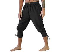 Knickerbocker Hose Herren Stoff Beinwickel Piratenhose Historische Loose Fit Piratenkostüm Leinenhose Victorian Vikinger Dünne Gothic Steampunk Lang Mittelalter Mittelalterhose