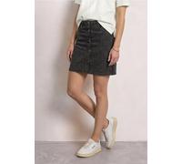 Minirock STREET ONE, Damen, Gr. 38, grau (braun leo washed), Jeans, 81% Baumwolle, 17% Polyester, 2% Elasthan, comfort fit kniefrei, Röcke Minirock, mit Leo-Print (46699954-38) braun leo washed