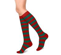 Kniehohe Socken für Mädchen und Damen, bunt, regenbogenfarben, gestreift, lustig, niedlich, albern, Kostüm, Cosplay, athletisch, Beinwärmer - - Medium