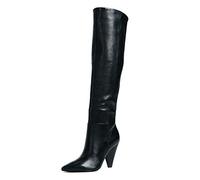 KniehoheStiefel für Damen mit Spitzen Zehen, Lange forStiefel Mit Hohen Absätzen, Damenstiefeln Aus Rindsleder (Color : Black, Size : 37 EU)
