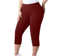 Knielange Hosen Damen Elegant - Caprihose Damen Sommer Stretch Jogginghose Bequeme Freizeithose Locker Sommerhose Leicht Stoffhose Dreiviertel Hose Blickdicht Caprileggins 3/4 Sporthose Sportleggins