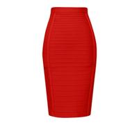 Knielanger Damen Bleistiftrock gestreift Bandage hoch tailliert Business Rock Elegante Büro Mode schlanke Figur betonend