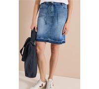 Jeansrock CECIL, Damen, Gr. 34, authentic used wash, Jeans, 78% Baumwolle, 20% Polyester, 2% Elasthan, unifarben, comfort fit knielang, Röcke Jeansrock (99028047-34) authentic used wash