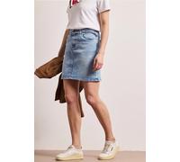 Jeansrock STREET ONE, Damen, Gr. 42, bleach random washed, Jeans, Obermaterial: 89% Baumwolle, 8% Polyester, 3% Elasthan; Gürtel: 89% Baumwolle, 8% Polyester, 3% Elasthan, unifarben, comfort fit kniel