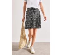 Street One Frauen Knielanger Rock mit Print und Volant in Beige, Gr: 38