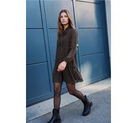 Knielanges Chiffonkleid mit Schalkragen