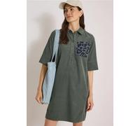 Midikleid CECIL, Damen, Gr. M (40), US-Größen, dried olive grün, Web, 100% Baumwolle, unifarben, comfort fit kniefrei, V-Ausschnitt, Bündchen, Kleider Midikleid, knielang (40209925-M) dried olive grün