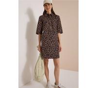 Midikleid CECIL, Damen, Gr. L (42), US-Größen, braun (creamy mocha), Web, 100% Baumwolle, comfort fit kniefrei, V-Ausschnitt, normaler Saum, Kleider Midikleid, mit Leo-Muster (74829547-L) creamy mocha