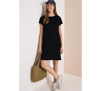 Jerseykleid CECIL, Damen, Gr. XXL (46), US-Größen, schwarz, Web, 100% Baumwolle, unifarben, comfort fit knielang, Rundhals, Aufschlag, Kleider Jerseykleid, knielang (83712013-XXL) schwarz