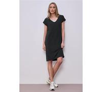 Jerseykleid STREET ONE, Damen, Gr. 34, EURO-Größen, pine grove grün, Jersey, 95% Viskose, 5% Elasthan, unifarben mit Farbeinsätzen, normal knielang, V-Ausschnitt, Bündchen, Kleider Jerseykleid, aus Vi