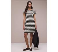 Jerseykleid STREET ONE, Damen, Gr. 42, EURO-Größen, espresso braun, Jersey, 73% Viskose, 24% Polyester, 3% Elasthan, gestreift, normal knielang, Rundhals, Bündchen, Kleider Jerseykleid, im Streifendes