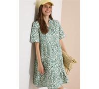 Knielanges Kleid aus Leinenmix mit Print