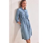 Jeanskleid STREET ONE, Damen, Gr. 46, N-Gr, light blau soft wash, Web, Obermaterial: 100% Lyocell. Futter: 100% Baumwolle, figurumspielend knielang, Kleider, seitliche Schlitze, washed Look (50203348-