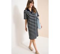 Midikleid CECIL, Damen, Gr. M (40), US-Größen, universal blau, Stoff, 45% Polyester, 27% Baumwolle, 25% Viskose, 3% Elasthan, gestreift, comfort fit knielang, V-Ausschnitt, Bündchen, Kleider Midikleid