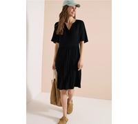 Sommerkleid CECIL, Damen, Gr. XXL (46), US-Größen, schwarz, Stoff, 100% Viskose, gemustert, comfort fit kniefrei, Rundhals, normaler Saum, Kleider Sommerkleid, mit grafischem Muster (53923619-XXL) sch