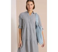 Sommerkleid CECIL, Damen, Gr. XL (44), US-Größen, universal blau, Web, 75% Baumwolle, 25% Modal, unifarben, comfort fit knieumspielend, V-Ausschnitt, Umschlagbund, Kleider Sommerkleid, lässig (2606936