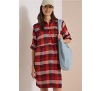 Blusenkleid CECIL, Damen, Gr. S (38), US-Größen, rot (raw chocolate braun), Stoff, 100% Viskose, kariert, comfort fit kniefrei, V-Ausschnitt, Aufschlag, Kleider Blusenkleid, Karomuster (39490210-S) ra