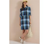 Blusenkleid CECIL, Damen, Gr. 3XL (48), US-Größen, blau (urban dunkelblau), Stoff, 100% Viskose, kariert, comfort fit kniefrei, V-Ausschnitt, Aufschlag, Kleider Blusenkleid, Karomuster (59342045-XXXL)