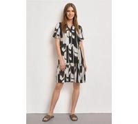 Blusenkleid STREET ONE, Damen, Gr. 40, EURO-Größen, bunt (espresso braun), Stoff, 88% Viskose, 12% Polyamid, normal knieumspielend, V-Ausschnitt, abgesteppt, Kleider Blusenkleid, im Hemdblusen-Style (