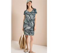 Shirtkleid CECIL, Damen, Gr. L (42), US-Größen, universal blau, Stoff, 100% Viskose, gemustert, comfort fit kniefrei, V-Ausschnitt, Bündchen, Kleider Shirtkleid, aus Viskose (52780008-L) universal bla