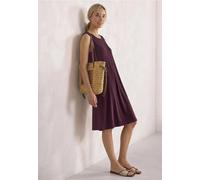 Midikleid STREET ONE, Damen, Gr. 36, EURO-Größen, rustic rouge, Stoff, 95% Viskose, 5% Elasthan, unifarben, comfort fit knielang, Rundhals, normaler Saum, Kleider Midikleid, knielang (29054550-36) rus
