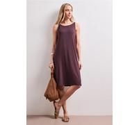 Shirtkleid STREET ONE, Damen, Gr. 46, N-Gr, rustic rouge, Web, Obermaterial: 95% Viskose, 5% Elasthan, unifarben, lässig geschnitten knielang, Rundhals, Kleider Shirtkleid, Sommerkleid mit Schnallende