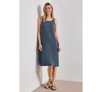 Midikleid STREET ONE, Damen, Gr. 44, EURO-Größen, ashen blau, Stoff, 95% Viskose, 5% Elasthan, unifarben, normal knielang, Rundhals, abgesteppt, Kleider Midikleid, aus Viskose (86967241-44) ashen blau
