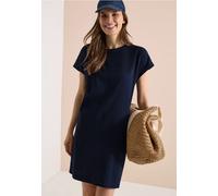 Midikleid CECIL, Damen, Gr. XXL (46), US-Größen, blau (universal blau), Web, 75% Baumwolle, 25% Modal, unifarben, comfort fit kniefrei, U-Boot-Ausschnitt, Aufschlag, Kleider Midikleid, knielang (18206