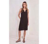 Sommerkleid STREET ONE, Damen, Gr. 42, EURO-Größen, espresso braun, Stoff, 100% Leinen, unifarben, comfort fit knielang, Rundhals, normaler Saum, Kleider Sommerkleid, aus Leinen (13508822-42) espresso