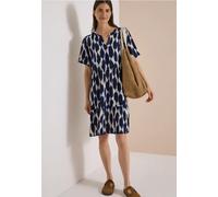 Sommerkleid CECIL, Damen, Gr. L (42), US-Größen, urban dunkelblau, Stoff, 100% Viskose, gemustert, comfort fit knieumspielend, Rundhals, normaler Saum, Kleider Sommerkleid, mit grafischem Muster (6756