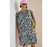 Sommerkleid CECIL, Damen, Gr. XS (36), N-Gr, schwarz-weiß (palm breeze grün), Web, Obermaterial: 86% Viskose, 14% Nylon, bedruckt, bequem ca. Mitte Oberschenkel, V-Ausschnitt, Kleider Sommerkleid, Spl