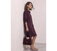 Sweatkleid STREET ONE, Damen, Gr. 40, EURO-Größen, rustic rouge, Sweatware, 49% Polyester, 46% Viskose, 5% Elasthan, unifarben, normal knieumspielend, V-Ausschnitt, Bündchen, Kleider Sweatkleid, mit E