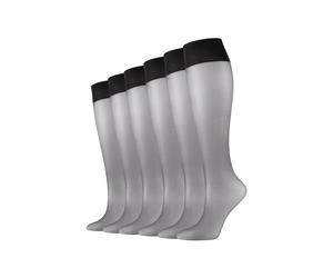 Kniestrümpfe CAMANO "Kniestrümpfe 6er Pack", Damen, Gr. 39-42, schwarz, 60% Polyamid, 40% Elasthan, uni, Socken Kniestrümpfe, 6er Pack 20 DEN - transparent, Natürliche, matte Optik für ein Gefühl wie