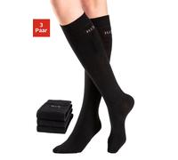 Kniestrümpfe H.I.S, Damen, Gr. 39-42, schwarz (3x schwarz), Baumwolle, Elasthan (LYCRA), Polyamid, unifarben, elastisch, Socken Kniestrümpfe, ohne einschneidendes Bündchen (554537-39) 3x schwarz