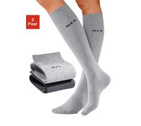 Kniestrümpfe H.I.S, Damen, Gr. 39-42, schwarz (anthrazit, hellgrau), Baumwolle, Elasthan, Polyamid, meliert, elastisch, Socken Kniestrümpfe, mit Komfortbündchen (210783-39) anthrazit, hellgrau