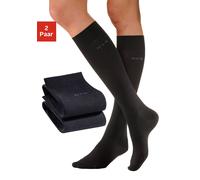 Kniestrümpfe H.I.S, Damen, Gr. 39-42, schwarz, Baumwolle, Elasthan, Polyamid, meliert, elastisch, Socken Kniestrümpfe, mit Komfortbündchen (217297-39) schwarz