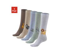 Kniestrümpfe H.I.S, Kinder, Gr. 23-26, bunt (braun melange, blau melange, jeans melange, beige melange, stone melange), Baumwolle, Elasthan, Polyamid, unifarben, normal, Socken Kniestrümpfe, mit einge