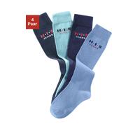 Kniestrümpfe H.I.S, Mädchen, Gr. 23-26, blau (hellblau, marine, blau, dunkelblau), Baumwolle, Elasthan (LYCRA), Polyamid, unifarben, elastisch, Socken Kniestrümpfe, mit verstärkten Belastungszonen (85