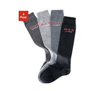 Kniestrümpfe H.I.S, Mädchen, Gr. 35-38, grau (schwarz, anthrazit, hellgrau, grau), Baumwolle, Elasthan (LYCRA), Polyamid, unifarben, elastisch, Socken Kniestrümpfe, mit verstärkten Belastungszonen (85